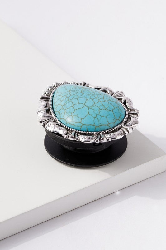 Western Teardrop Stone Cell Phone Finger Grip