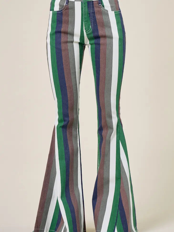 Striped Bell Bottom Jean Bottoms