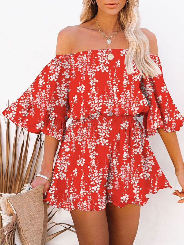 Women's Solid Color Off-the-shoulder Chiffon Romper