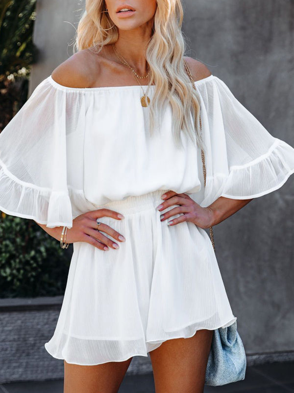 Women's Solid Color Off-the-shoulder Chiffon Romper