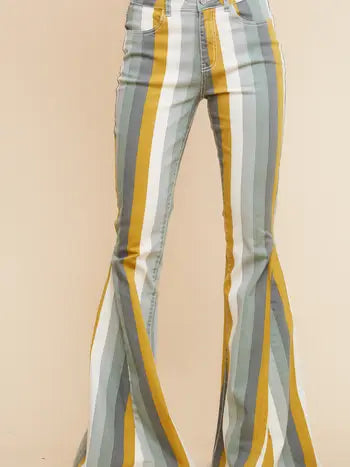 Striped Bell Bottom Jean Bottoms