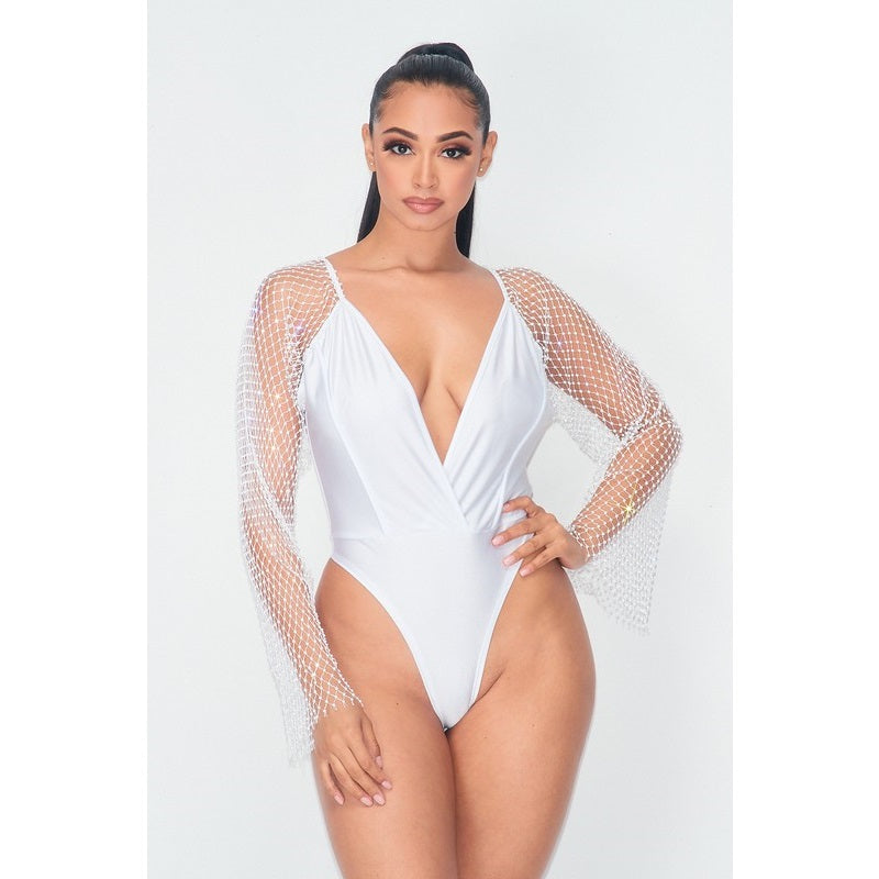Belle Sleeve Rhinestone Bodysuit