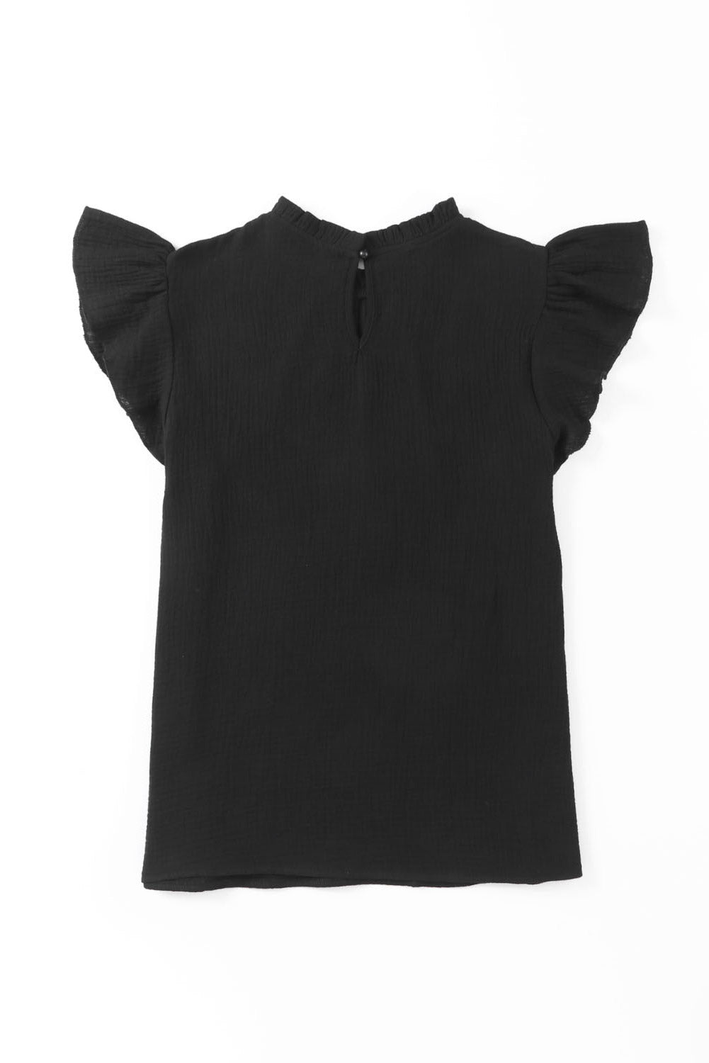 Rose Flutter Sleeve Frilled Neck Textured Blouse