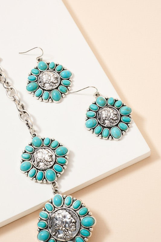 Western Liberty Medallion Stone Necklace