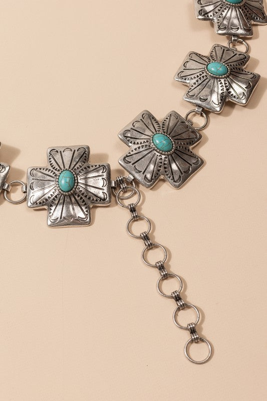 Western Engraved Cross Concho Belt