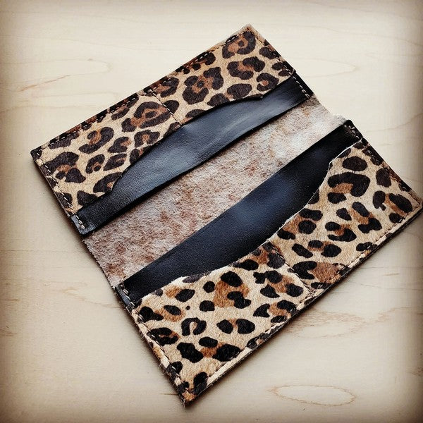 Hair on Hide Leather Wallet Leopard