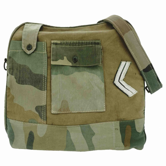 Camo and Recycled Military Tent Messenger Bag