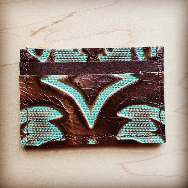 Credit Card Holder in Turquoise Laredo