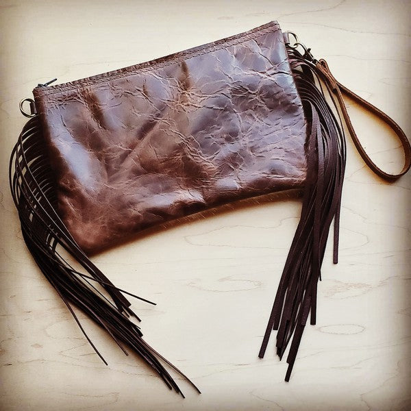 Handbag with fringe and turquoise laredo accent