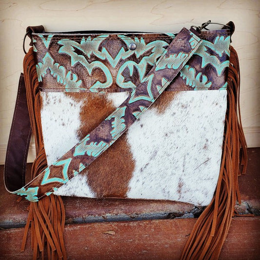 Tejas Leather Bucket Handbag Turq. Laredo Accent