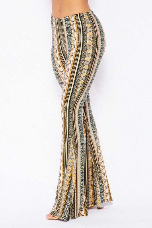 BOHO PRINT BELL BOTTOM PANTS