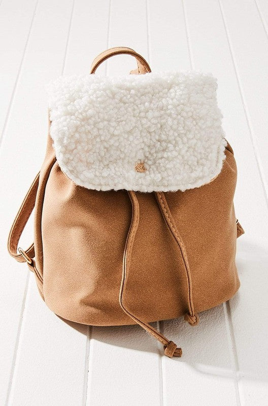 Vegan Leather Shearling Mini Backpack