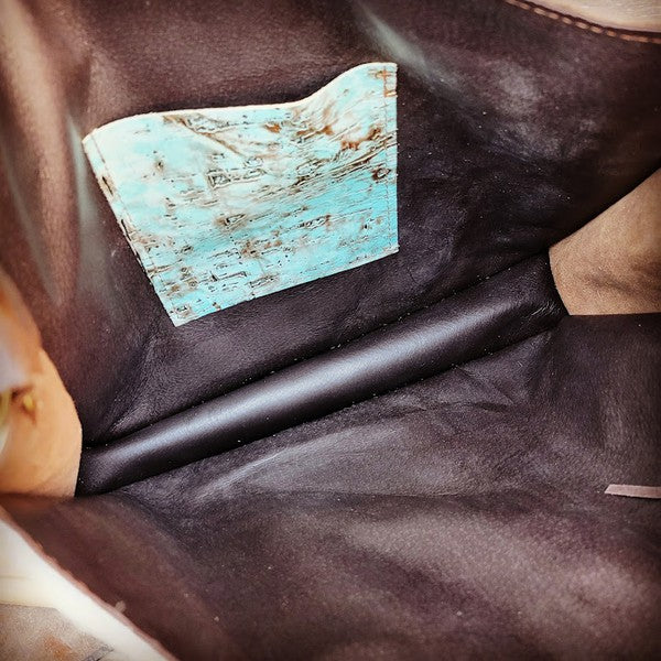 Box Handbag w/  Turquoise Metallic no fringe