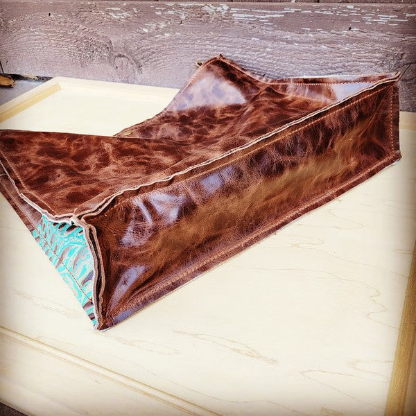 Box Handbag w/  Turquoise Metallic no fringe