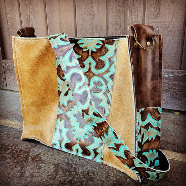 Box Handbag w/ Turquoise Laredo no fringe