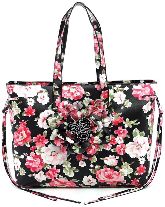 3D Flower Printed Large Shopper