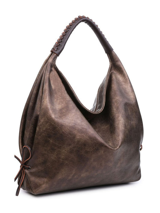 Women hobo bag metallic brown