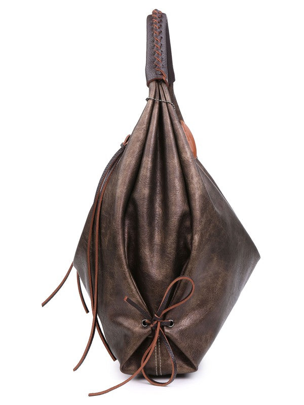 Women hobo bag metallic brown