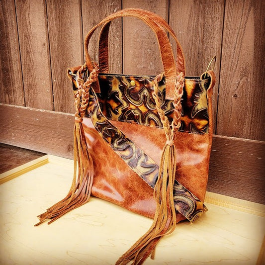 Tejas Bucket Handbag with Brown Laredo Accent