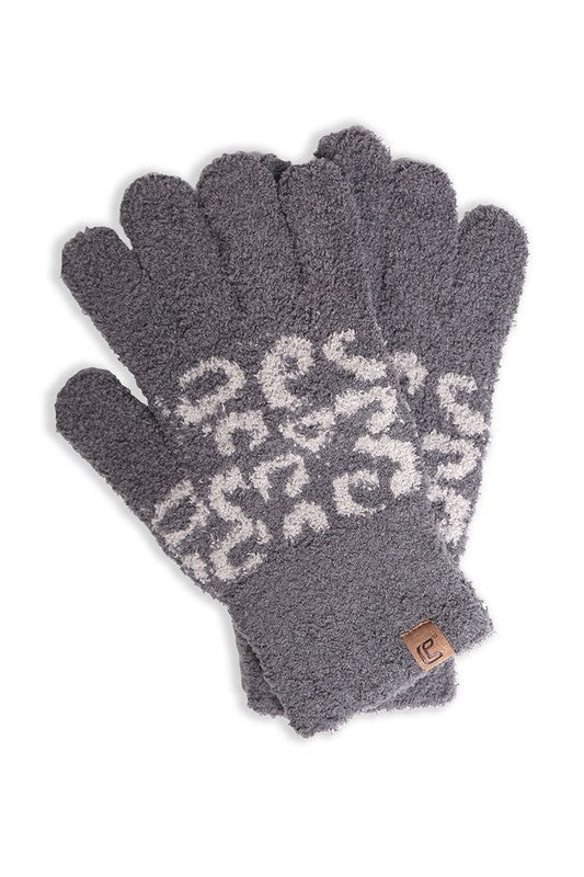 Winter Leopard Print Luxury Soft Gloves