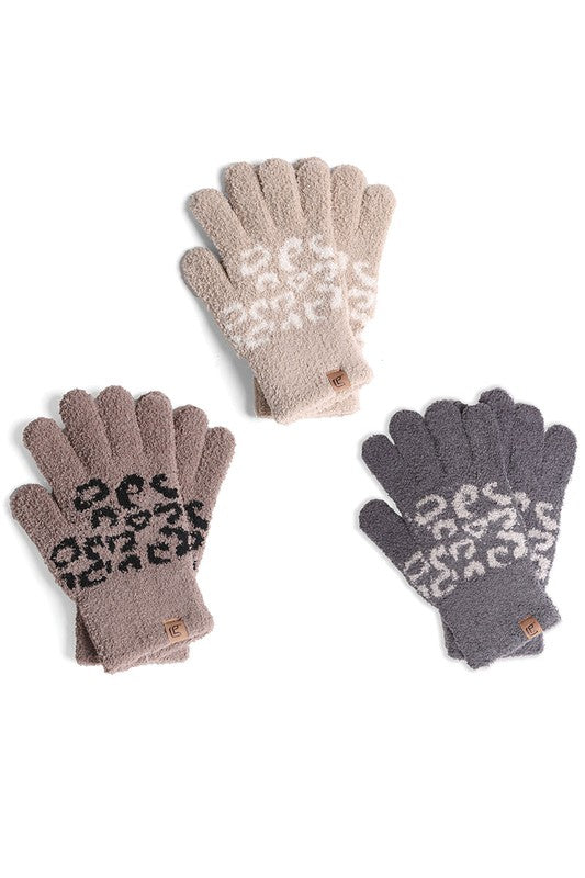 Winter Leopard Print Luxury Soft Gloves