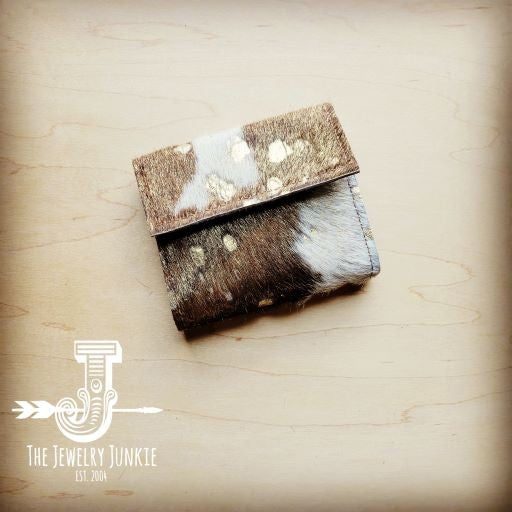 Tri Fold Wallet  Mixed Metallic Hair on Hide