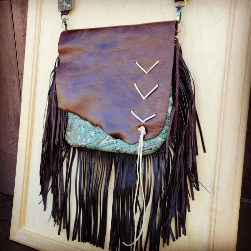 Turquoise Paisley w/ Flap and Braid Accent