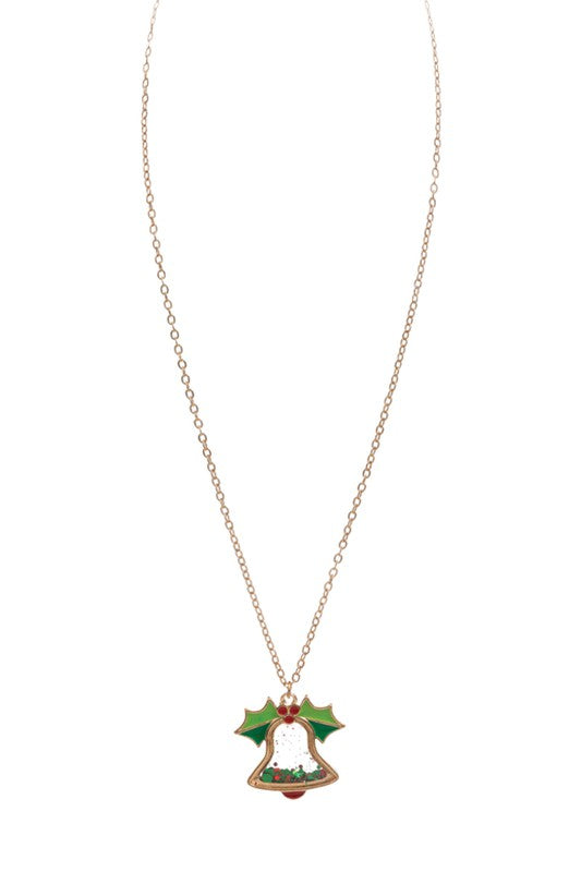 Christmas Bell Glitter Shaker Necklace