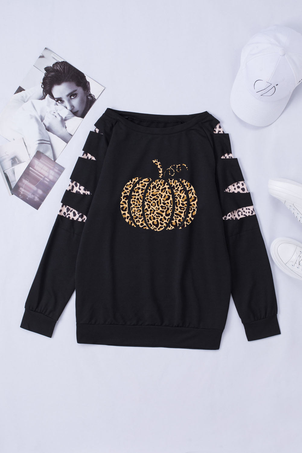 American Cactus Ripped Leopard Sleeve Top