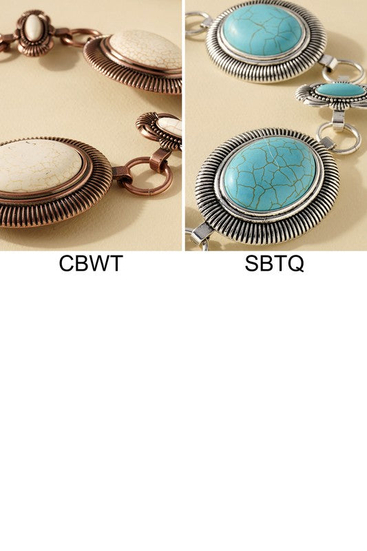 Western Concho Oval Stones Belt