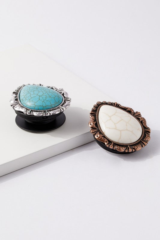 Western Teardrop Stone Cell Phone Finger Grip