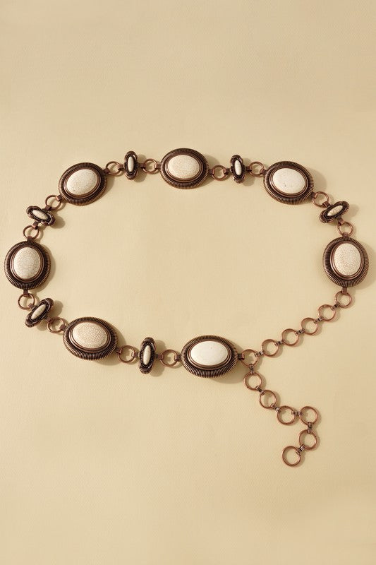Western Concho Oval Stones Belt