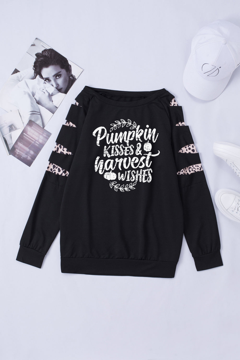 American Cactus Ripped Leopard Sleeve Top