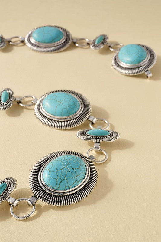 Western Concho Oval Stones Belt
