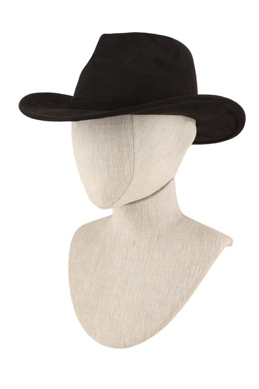 VELVET SUEDE PANAMA COWBOY HAT WITH BELT DETAIL