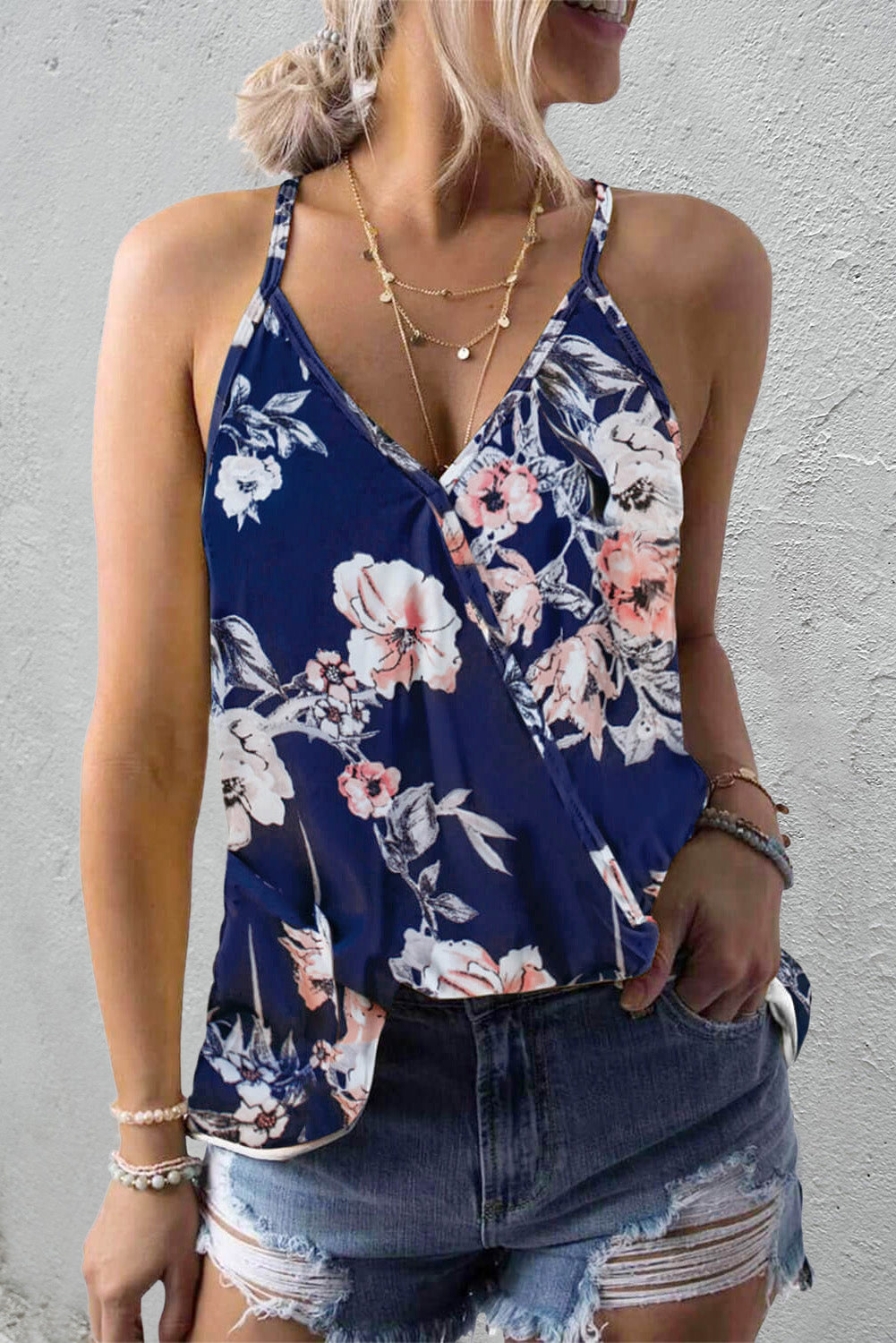 Tropical Plant Print Tank Top