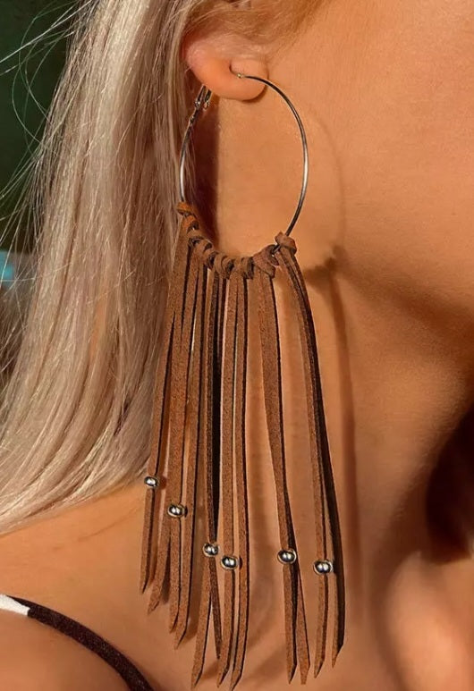 Bohemian Tassel Beading Hoop Earrings