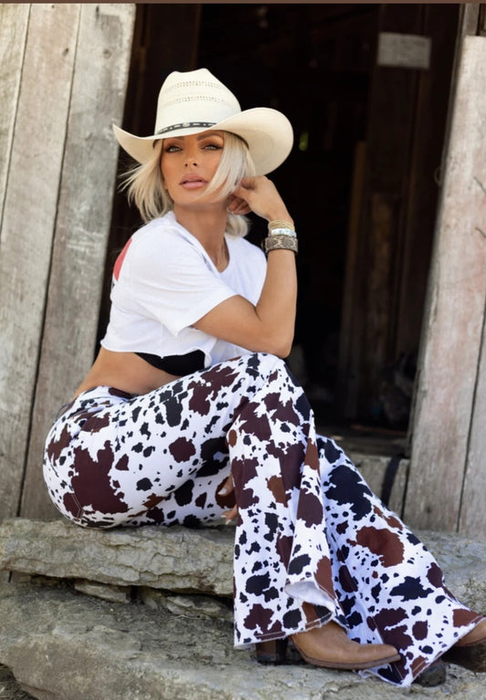 Cow Print Bell Bottoms