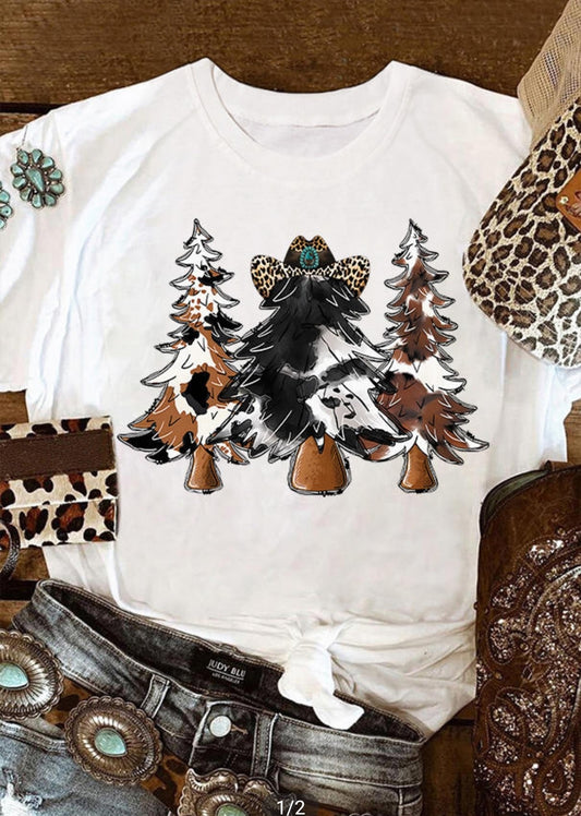 Cow Print Christmas T-shirt