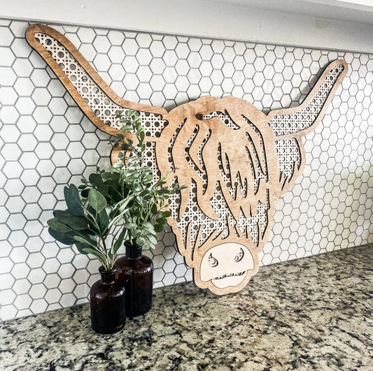 Boho Rattan Highland Cow