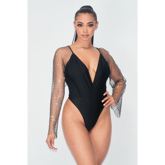 Belle Sleeve Rhinestone Bodysuit