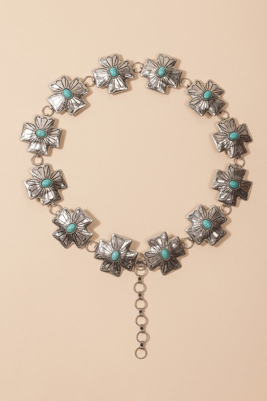 Western Engraved Cross Concho Belt