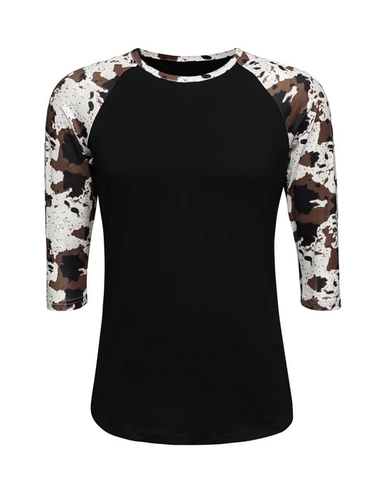 Cow Print Baseball T-Shirt