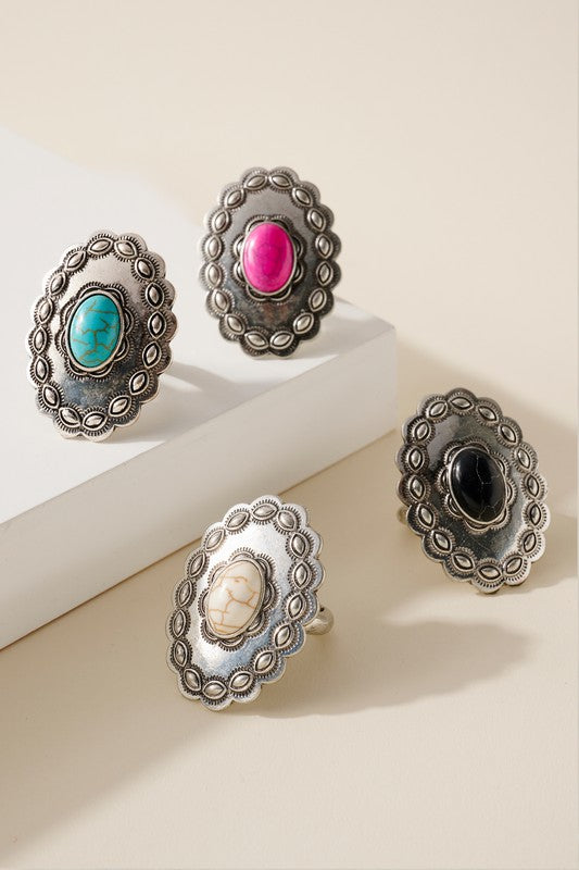 Western Oval Stone Ring