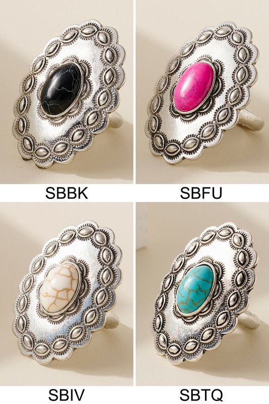 Western Oval Stone Ring