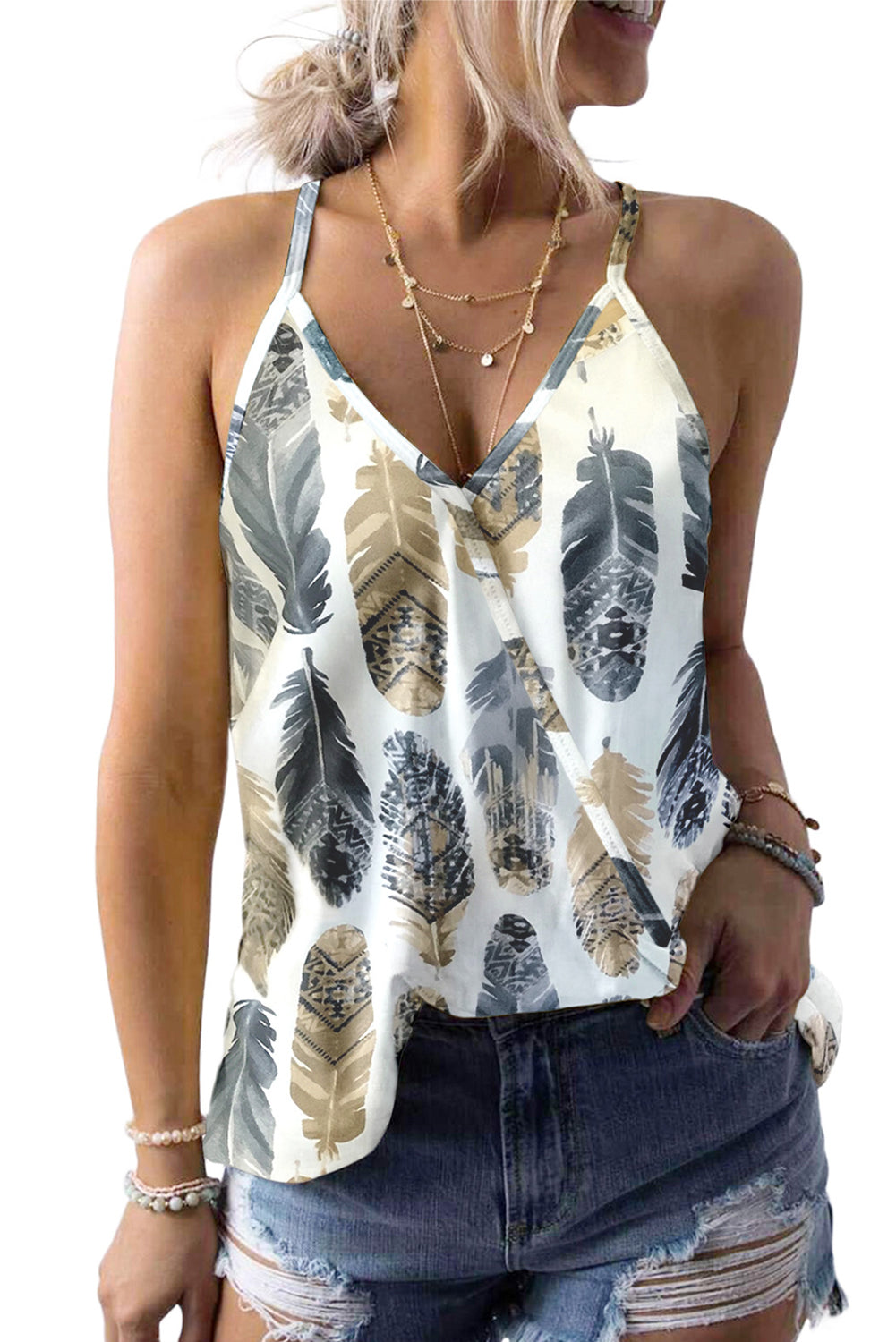 Tropical Plant Print Tank Top