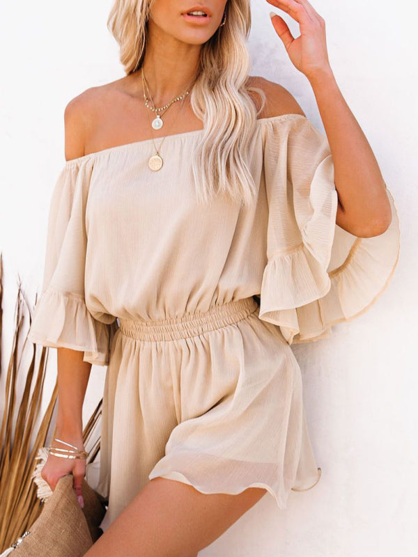 Women's Solid Color Off-the-shoulder Chiffon Romper