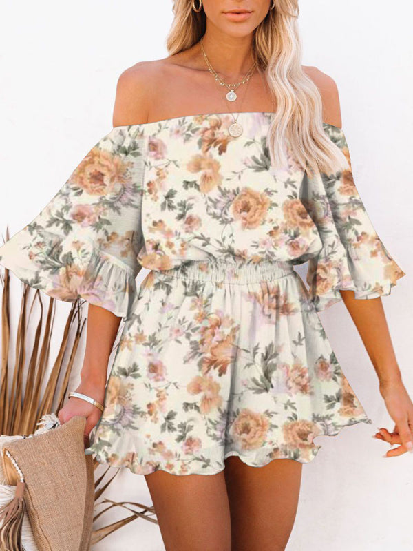 Women's Solid Color Off-the-shoulder Chiffon Romper