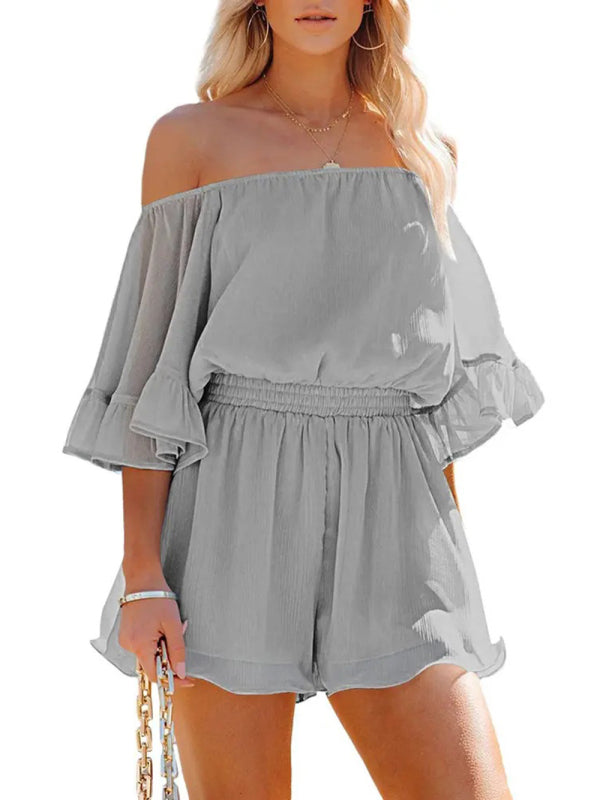Women's Solid Color Off-the-shoulder Chiffon Romper