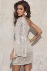 Apricot Draped One-shoulder Sequin Dress
